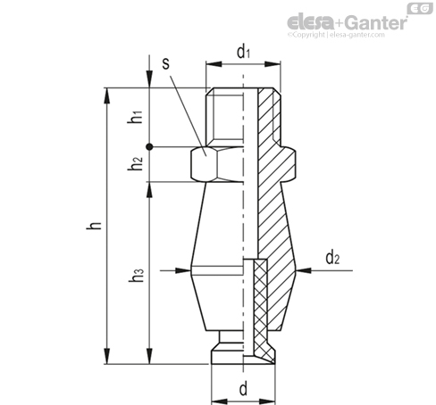 VVH-04-T-A - 迷你杯形真空杯, 耐油橡胶，带支柱